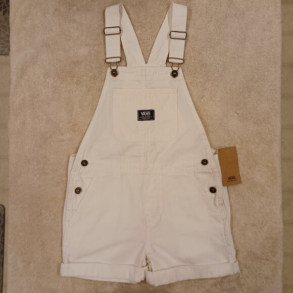 Vans Girl's XXS Ground Work Shortall Marshmallow White Overalls VN000G8WFS8 - Picture 1 of 12